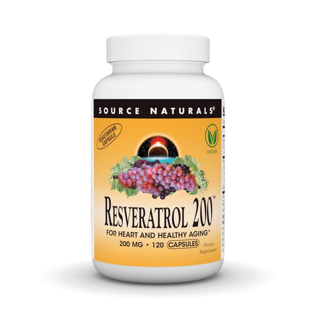 Naravni viri Resveratrol 200 mg za srce in zdravo staranje - 120 vegetarijanskih kapsul