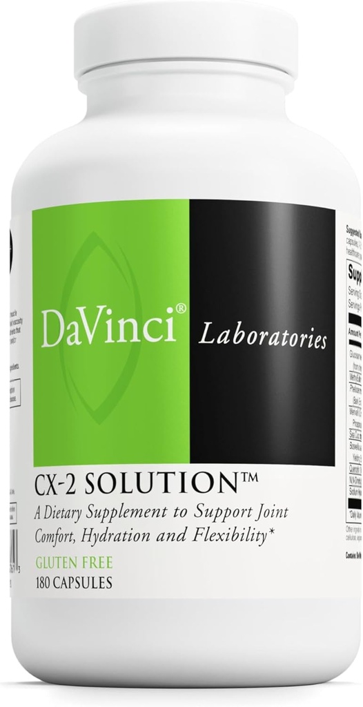DAVINCI Labs CX-2 rešitev - prehranski dodatek za podporo mišične funkcije, skupno zdravje, hidracijo in prilagodljivost* - z glukozamin HCl, MSM, Sea Cucumber, in več - Gluten-free - 180 kapsul