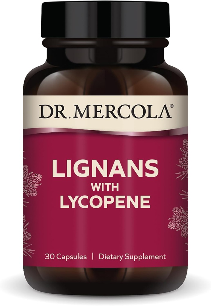 Dr. Mercola Lignans z dodatkom likopena, 30 Servingov (30 kapsul), brez GSO, brez soje, brez glutena