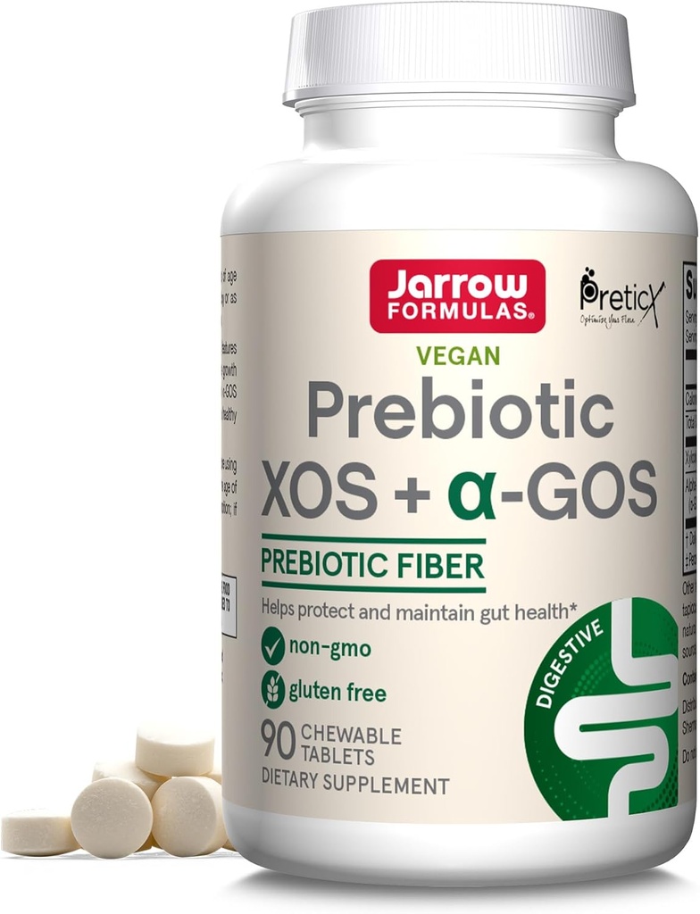 Jarrow Formule Prebiotic XOS + GOS Prebiotic Fiber, Dopolnilo za Gut podporo, 90 Žvečljivi gumijaste tablete za zdravje, 30 dan dobave