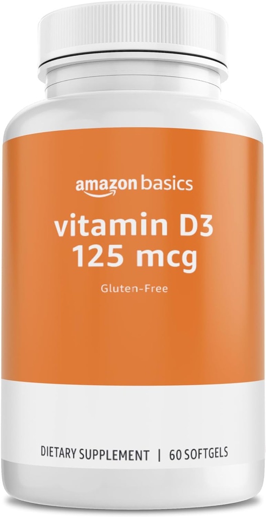 Osnove - vitamin D3, 125 μg, 60 kapsul (1 odmerek), brez glutena