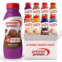 Premier Beljakovine Shakes, 8 Flavor Variety Pack, 30g Beljakovine, 1g sladkor, 24 Vitamini in minerali, Hranila za podporo imunskega zdravja 11,5 Fl Oz (8 Pack)