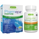 Pharmepa Restore & Longvida Lipidated Curcumin 500mg Bundle, 1000mg Pure EPA Omega-3 ribje olje & Ultra Biorazpoložljiv kurkumin, by Igennus