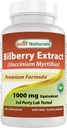Best Naturals Izvleček borovnice 1000mg Kapsula (ne-GMO) podpira zdravo vizijo, 90 Count
