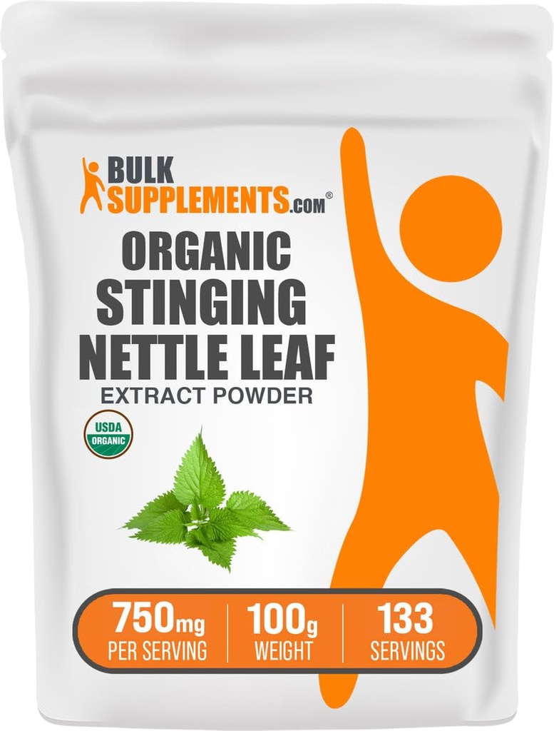 BulkSupplements.com Organic Sting Nettle Extract Powder - Nettle Leaf Extract, Zeliščni dodatek - Vegan & Gluten Free, 750mg na Serving, 100g (3.5 oz) (Pack of 1)