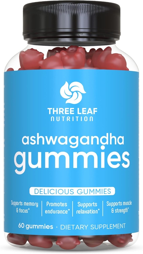 Ashwagandha Gumies za moške in ženske - Ashwagandha dopolnila podpira fokus, spomin, mirnost in energijo - Ashwagandha Extract Gummy - 60 Gummies