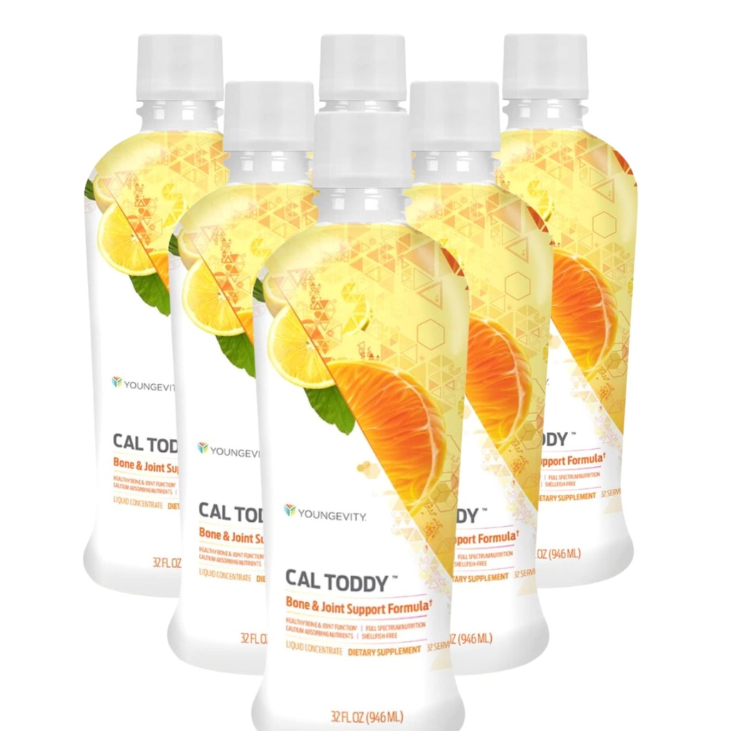 Youngevity Cal Toddy - kalcij (citrat, fosfat) Magnezij 1200mg/600mg - Vitamini D-3, cink, baker, kalij, boron & 70+ Trace Mineral Cofactors - Podpira zdravje kosti - 32 Fl Oz (Pack of 6)