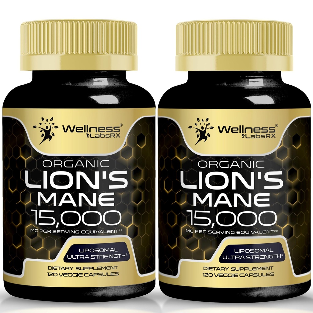 Levi Mane dopolnilne kapsule - 120 Count - Gobe dopolnilo, Možganski dodatki za spomin in fokus, Levje Mane gob kapsule - Kognitivne in imunske podpore, Focus dodatek - 2 paket