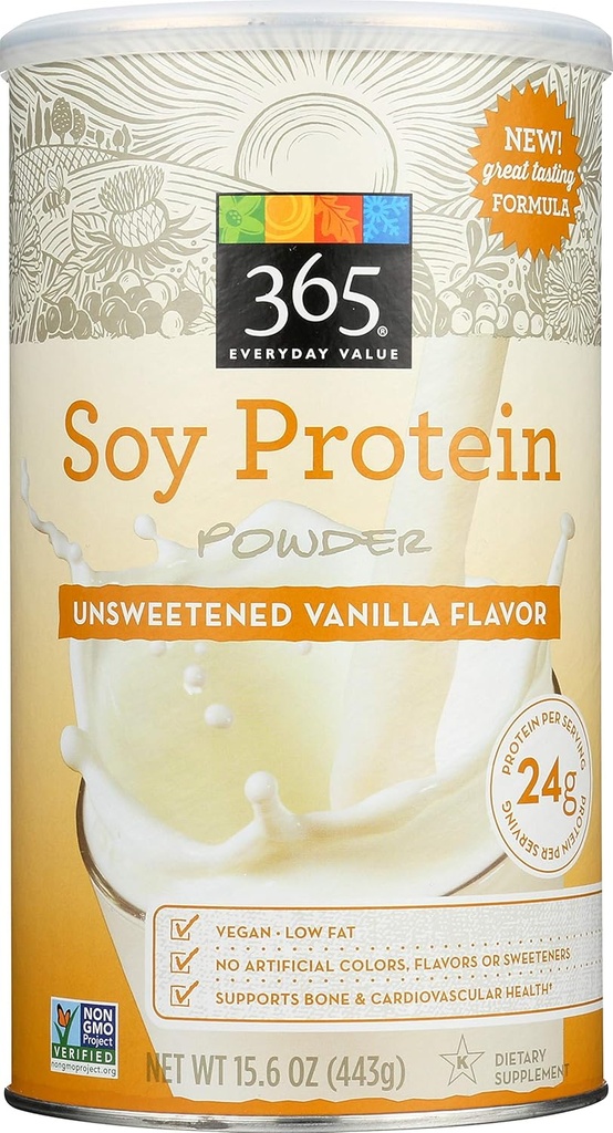 365 Vsakdanja vrednost, sojini proteini v prahu, nesladkani Vanilla Flavor, 15.63 oz