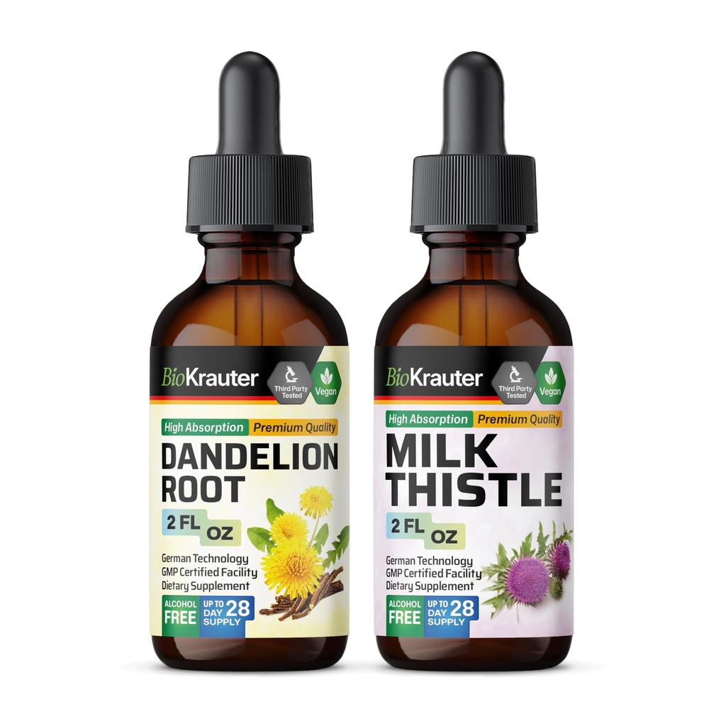 BIO KRAUTER Dandelion Tinkture 2 Fl. Oz. & Milk Thistle Tinkture 2 Fl. Oz.