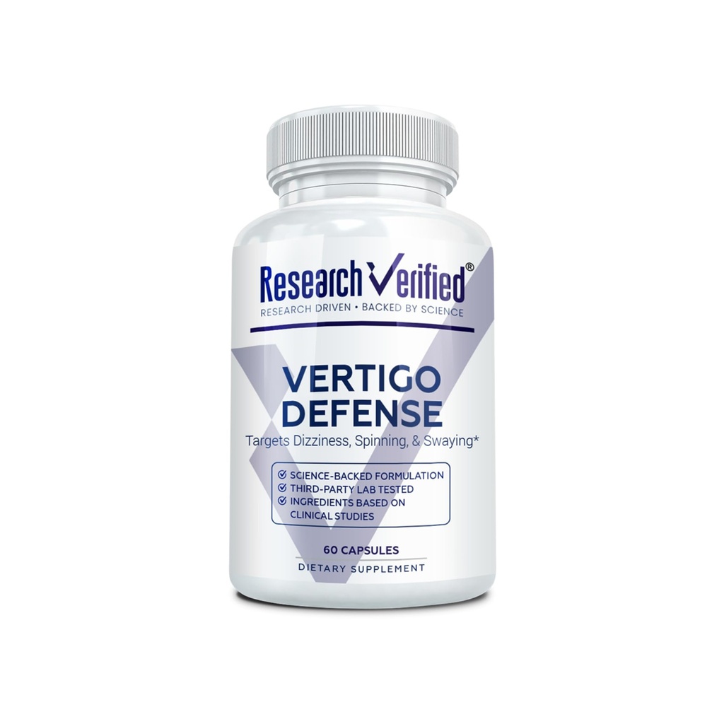 Raziskave Preverjena Vertigo Defense - Soothe Simptomi in podpora Notranje ravnotežje ušesa - Vitamin D3, Ginger, Ginkgo Biloba, BioPerin - 60 kapsul