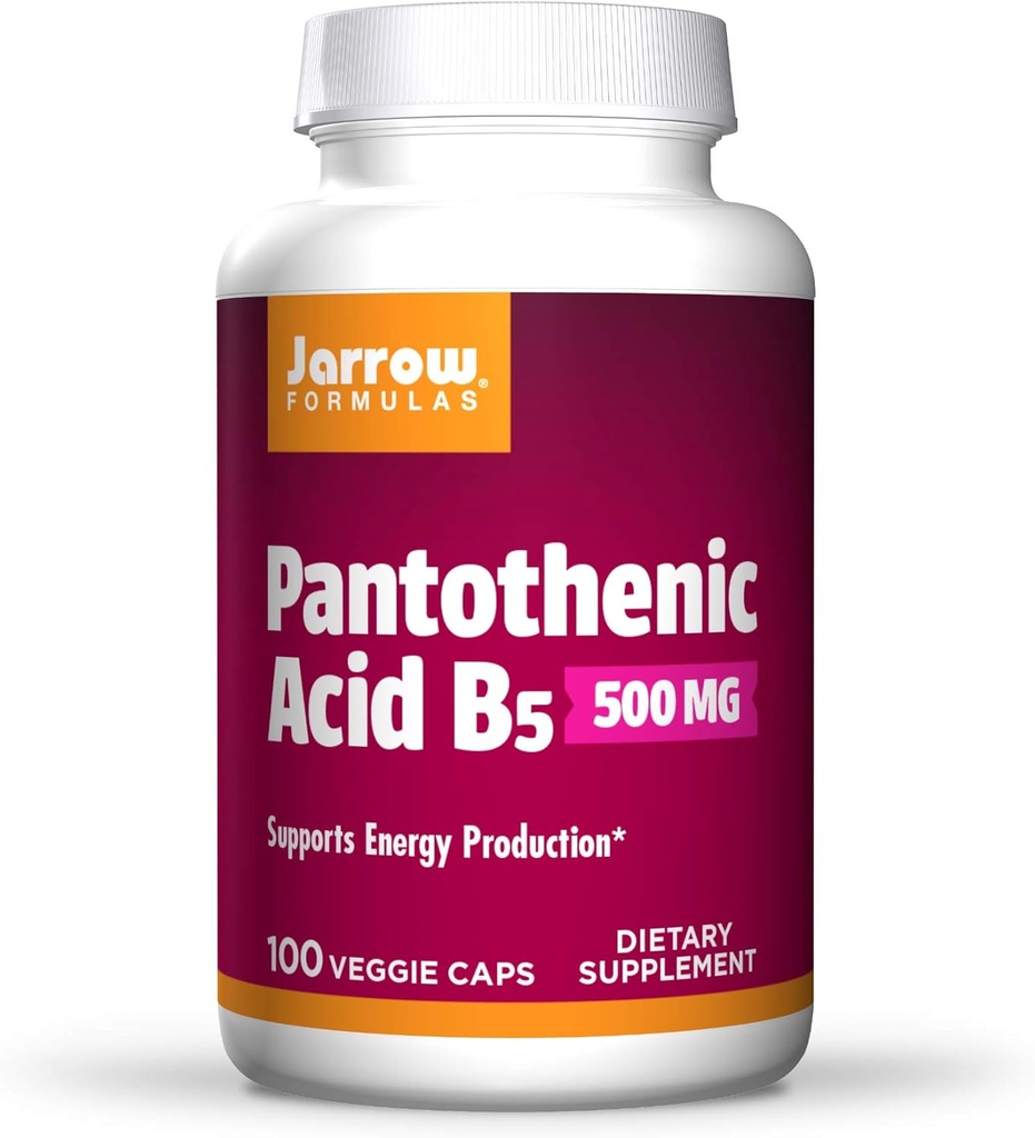 Jarrow Formule Pantotenska kislina B5 500 mg - 100 Veggie Caps - Essential B Vitamin - Energy Production & Presnova Podpora - 100 Serving, Pack po 3