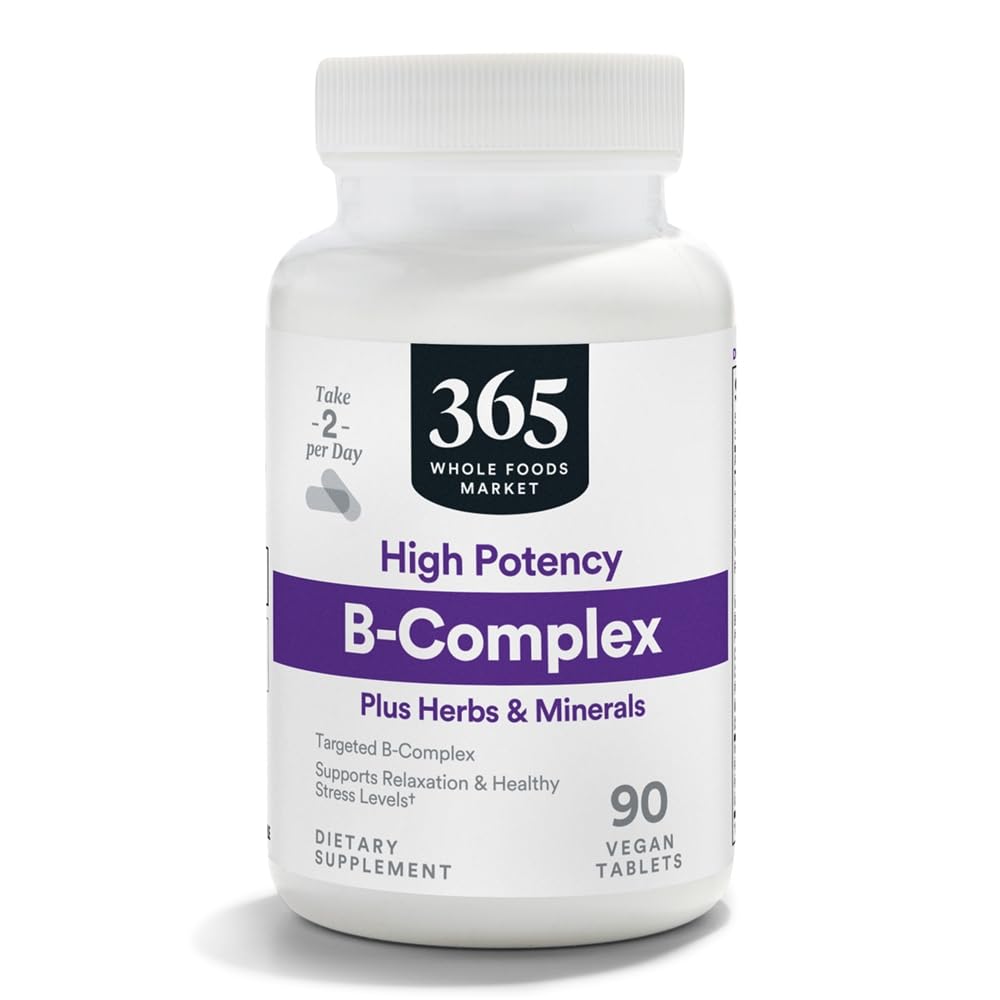 365 by Cela živila trg, Visoka moč Vitamin B kompleks z zeliščne podporne tablete, 90 CT