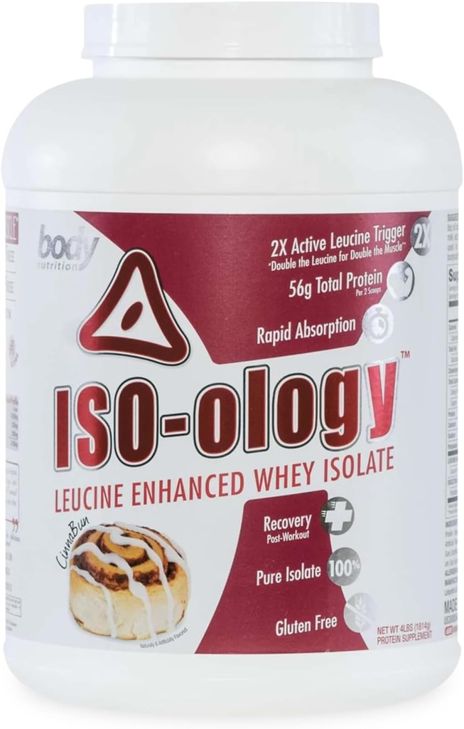 Body Nutrition ISO-Ologia, Leucine-Enhanced Whey izolat Protein Powder, Po-workout recovery dodatek, izolirana trava Fed Whey, Cinnabun Flavor, 4lb