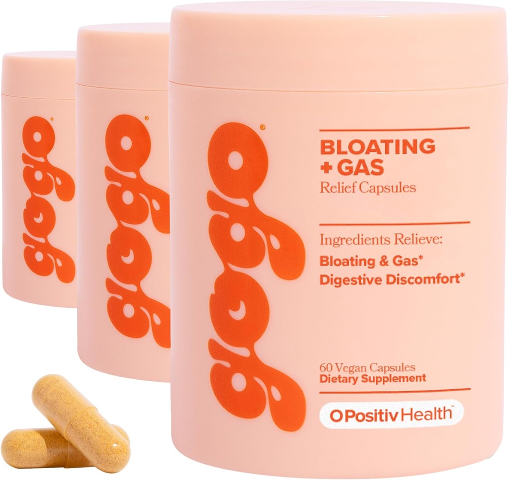 GOGO Bloating & Plin Prebavni Relief, 30 Serving (Pack 3) - Dodatki z digestivnimi encimi, Bromelain, Ginger Root, & Mlečni osat - podpira Bloating Relief & zmanjša zadrževanje vode