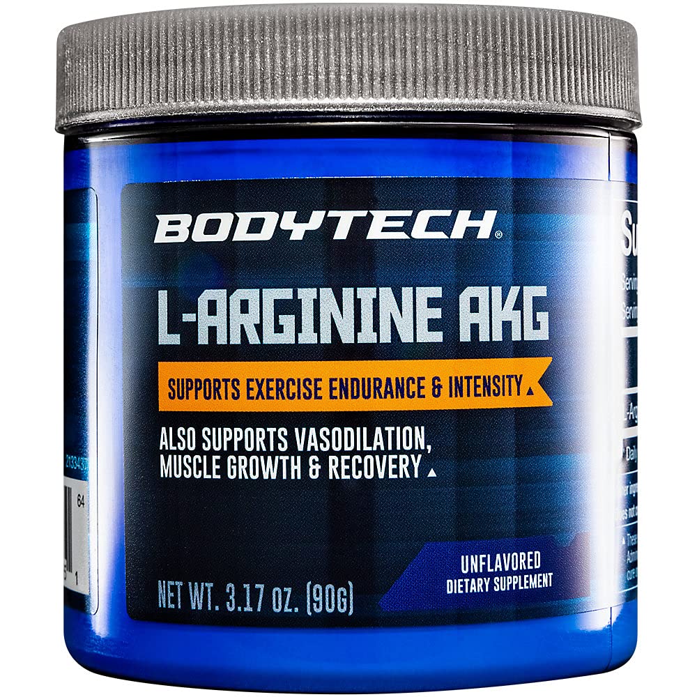 BODYTECH L-Arginin AKG 3000MG - Podpira vadbo vzdržljivost in intenzivnost, rast in regeneracija mišic, vazodilatacija, dušikov oksid (3.17 Ounce prašek)