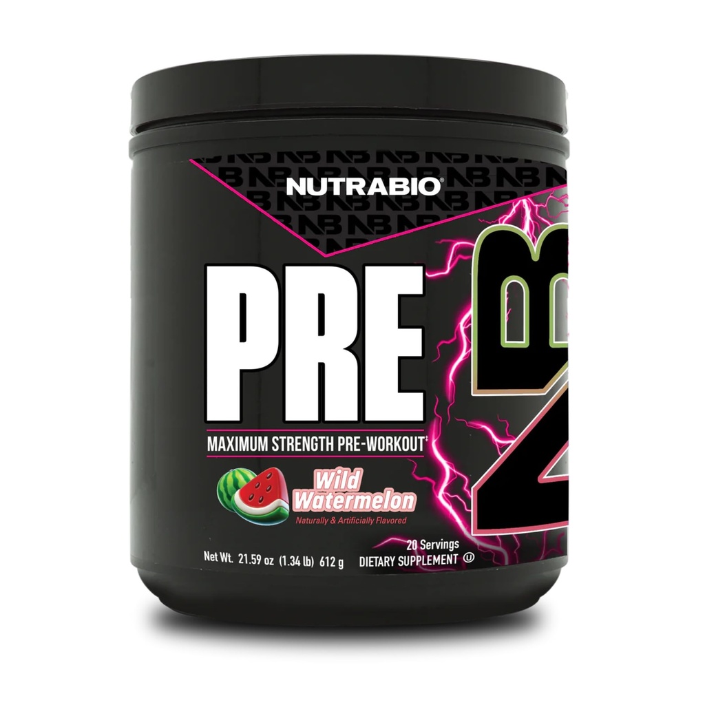 NutraBio Preworkout Powder, Watermelon. Eksplozivna energija, laserski fokus, ekstremne črpalke. Pred vadbo za moške in ženske.