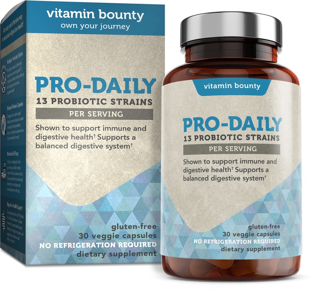 Vitamin Bounty Pro-Daily Probiotic 5 milijard CFU - 13 sevi z Lactobacillus Acidophilus & Bifidobacterium za digestivno zdravje - Probiotiki za moške in ženske Gut Health Support