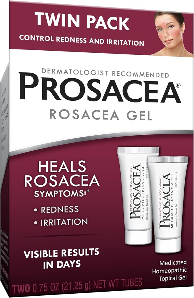 Prosacea - Medicated Rosacea Zdravljenje za obraz - Zdravil Rosacea Simptomi rdeče barve, jamice in draženje - Fragrance Free - Twin Pack - Dva 0,75oz cevi (1,5oz Skupaj)