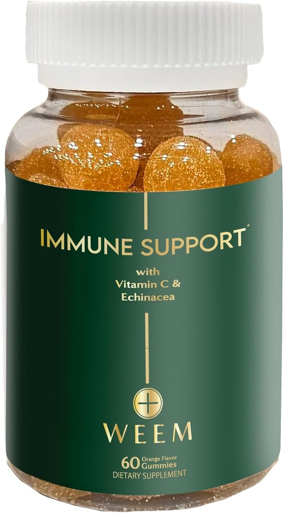 WEEM Imunska podpora Gumies - Vitamin C - cink - Echinacea - Podpora zdravstvenega sistema - Alternative za tablete, Gluten-free, Naravni dodatek za otroke in odrasle - 1 Pack