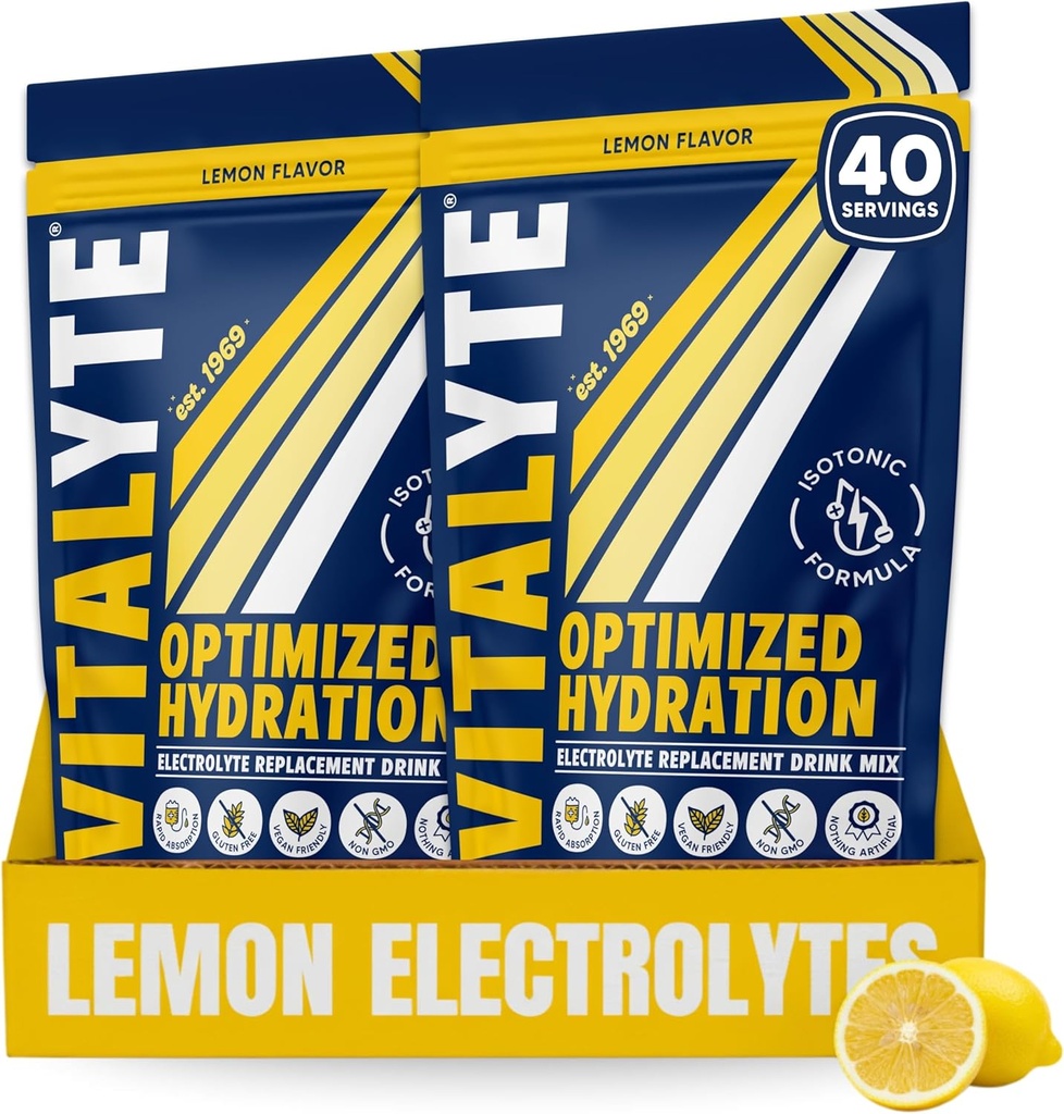 Vitalit Elektrolit Powder Drink Mix, Izotonska Hidracija Elektrolit Mix, Gluten Free Post Workout Mix, Pakiranje 2, 35 oz. Vsaka, limonina aroma