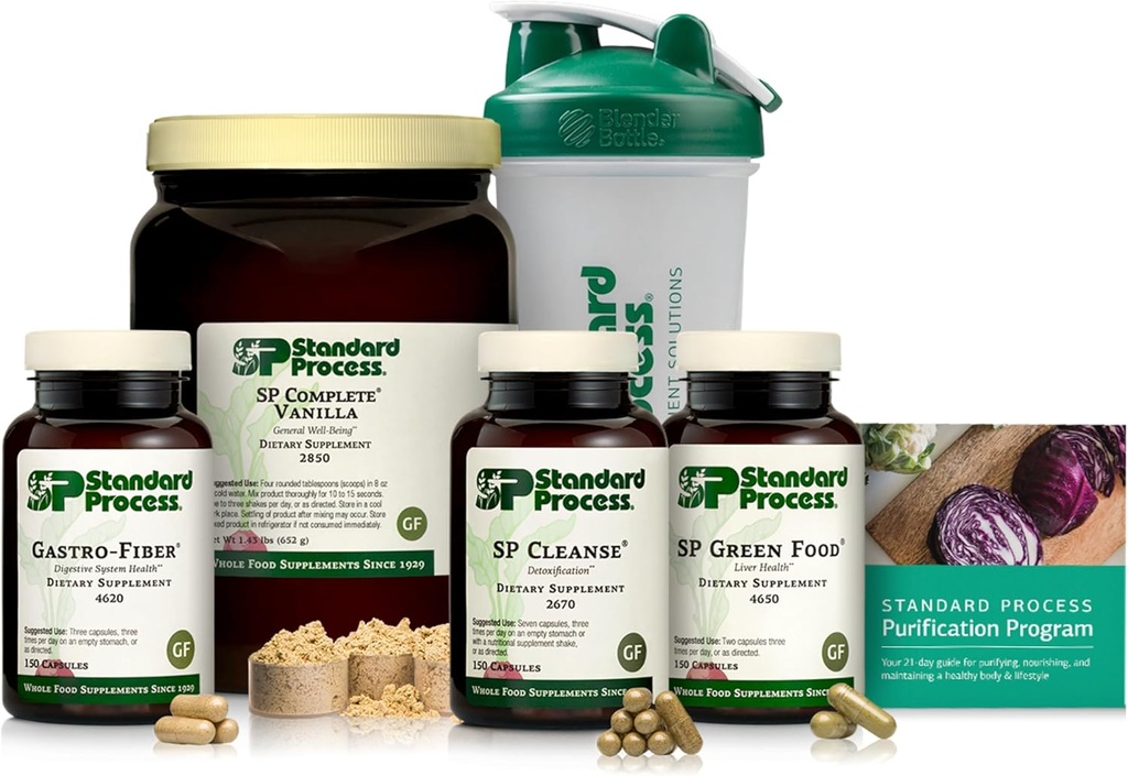 Standardni proces Purification Kit z SP Complete - Detox & Podpora jeter - Cela hrana na osnovi vlaknin Kit za vzdrževanje zdravo telo - 21-dnevni program - Vanilla