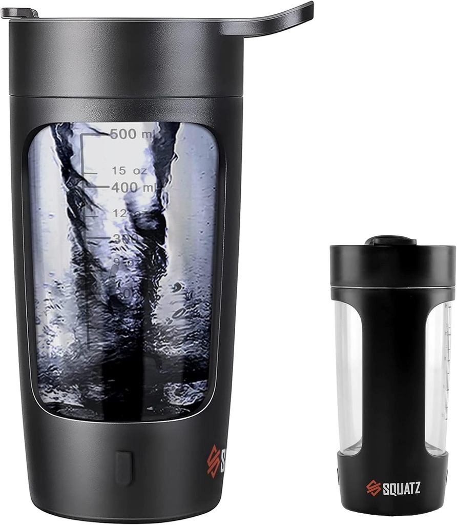 SQUATZ 22 Oz Electric Shaker steklenica - polnjenje avtomatskega stresanje prahu, puščanje odporno & enostavno za čiščenje, gladko pijačo v 15 sekundah, Idealno za gim Shakes, kava, Milkshakes (črna)