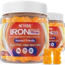 Veganski železovi žvečilni gumiji dodatek z vitaminom C, B12, Folat & Kurkuma - Energija & Imuno zdravje 