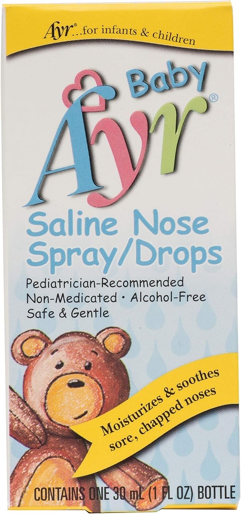 Baby Ayr Saline nos Spray/Drops, Spray steklenice 1 Fl Oz (Pack po 1)
