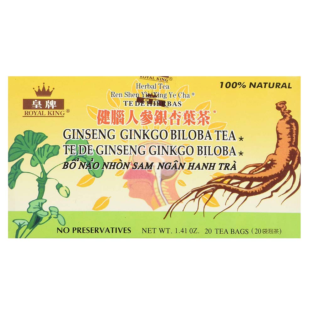 Kraljevi kralj Ginseng Ginkgo Biloba čaj (20 čajnih vrečk) - 3 škatla pakiranje