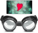 GloFX Black Heart Effect Difraction Goggles - Glej srca - 3D Holografske slike Edm Rave Outfit Steampunk Cosplay Music Festival Bistveno