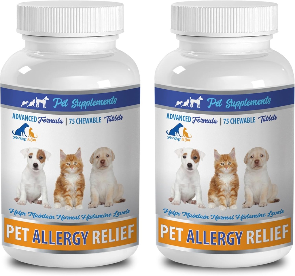 Dog Immune System Supplements - PET Alergija Relief - za pse in mačke - Napredna formula - Burdock Root za pse - 2 steklenica (150 žvečilk)