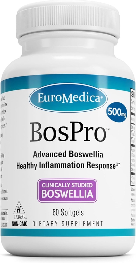 EuroMedica BosPro - Boswellia Serrata Extract dodatek - prehranski dodatek za zdravo pljučno podporo - Zeliščni dodatek Formula - 60 Softgels