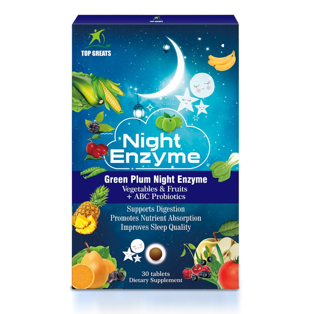 Nočni encimi, Daily Multi Digestive Enzymes, Zelena Plum sadja in zelenjave s probiotiki, Relief buating, boljše kakovosti spanja, Za moške in ženske, Spodbujanje Prebavne zdravje- 120 Tablete