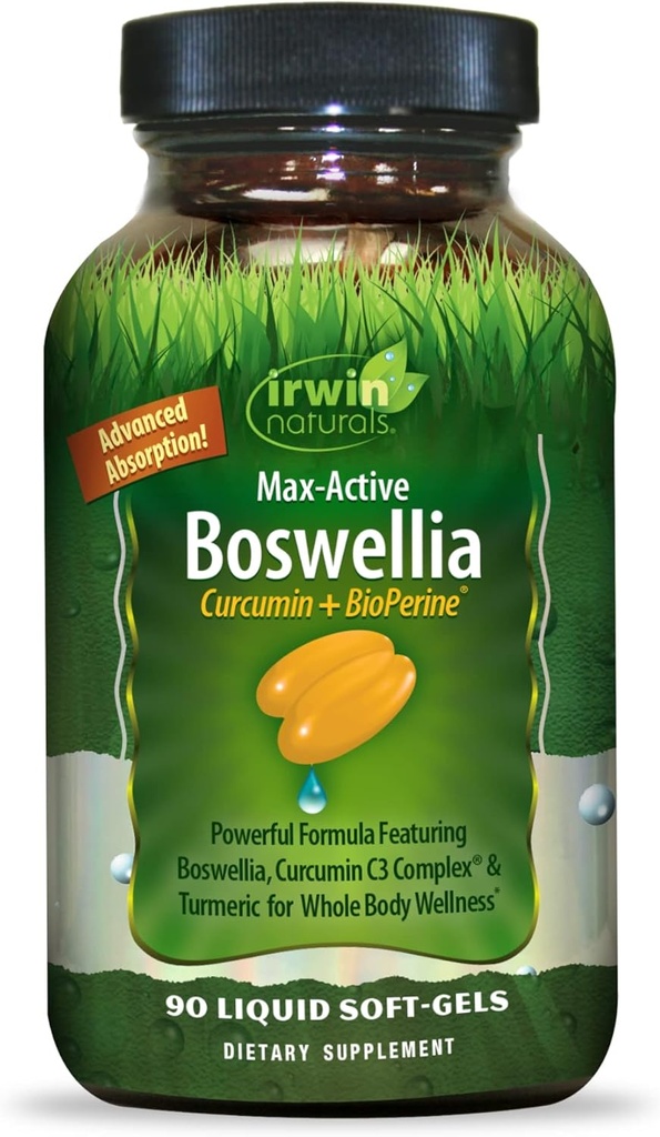 Irwin Naturals Curcumin Pro-Active - 90 Tekoči mehki geli - s Curcumin C3 Complex & Boswellia za dobro počutje celega telesa - napredna absorpcija - 45 Servisi