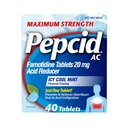Pepcid AC maksimalna moč zgaga Relief tablete, OTC Medicine Preprečuje in sprošča zgago zaradi kislih prebavnih motenj in Sour Stomach, 20 mg Famotidin Acid Reducer, ICY Cool Mint, 40 ct