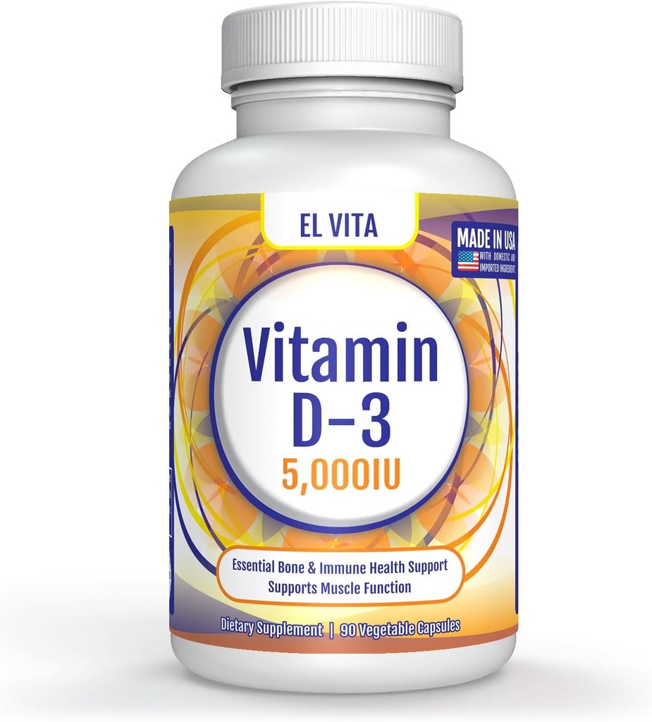 90 Zelenjavne kapsule Vitamin D. D3 5000 i.e. (125 MCG) Visoka jakost Imunska podpora Prehranska dopolnila. Zdrava okrevanje mišic Napredno. Formula, ki ni GMO