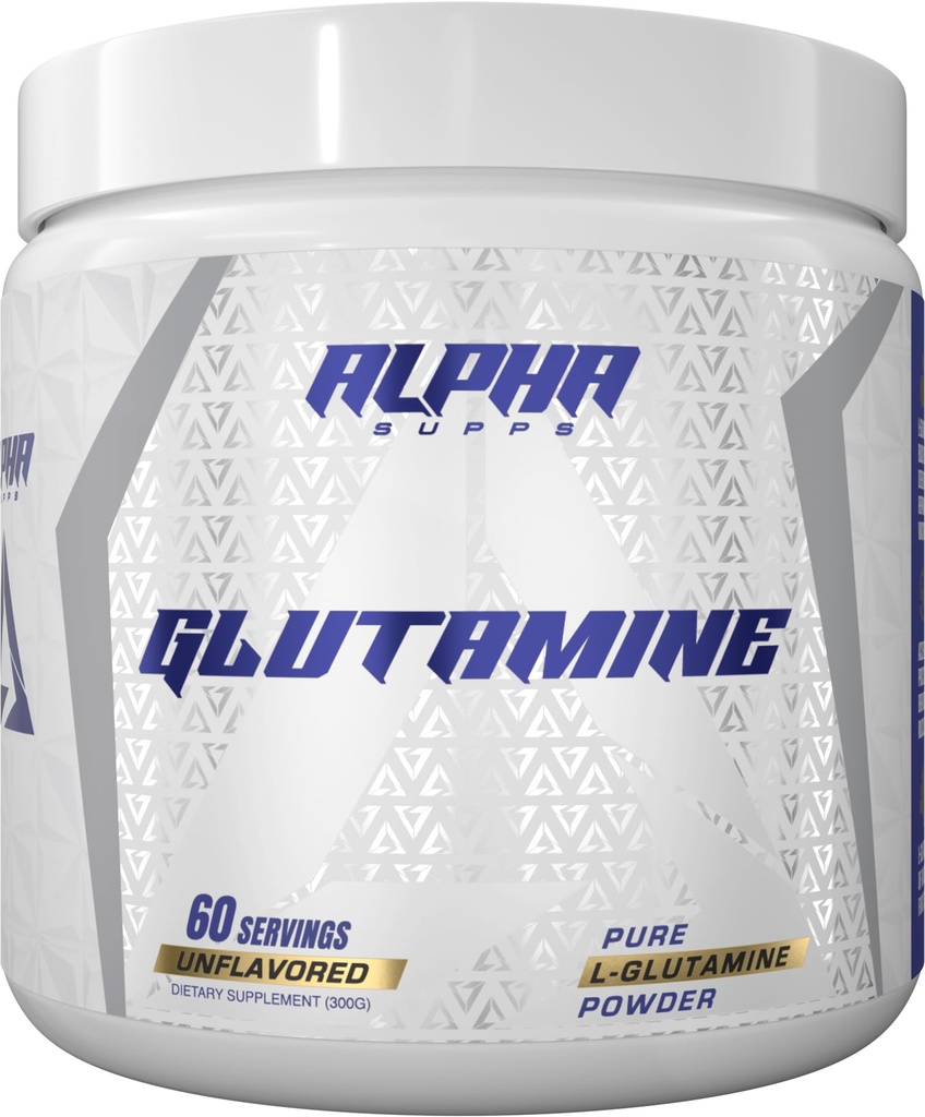 Alpha Supps Pure L-glutamin prašek - nearomatizirana aminokislina, glutamin prehranska dopolnila za okrevanje mišic, Gut & Imunska podpora - 60 Serving - 300 Grams