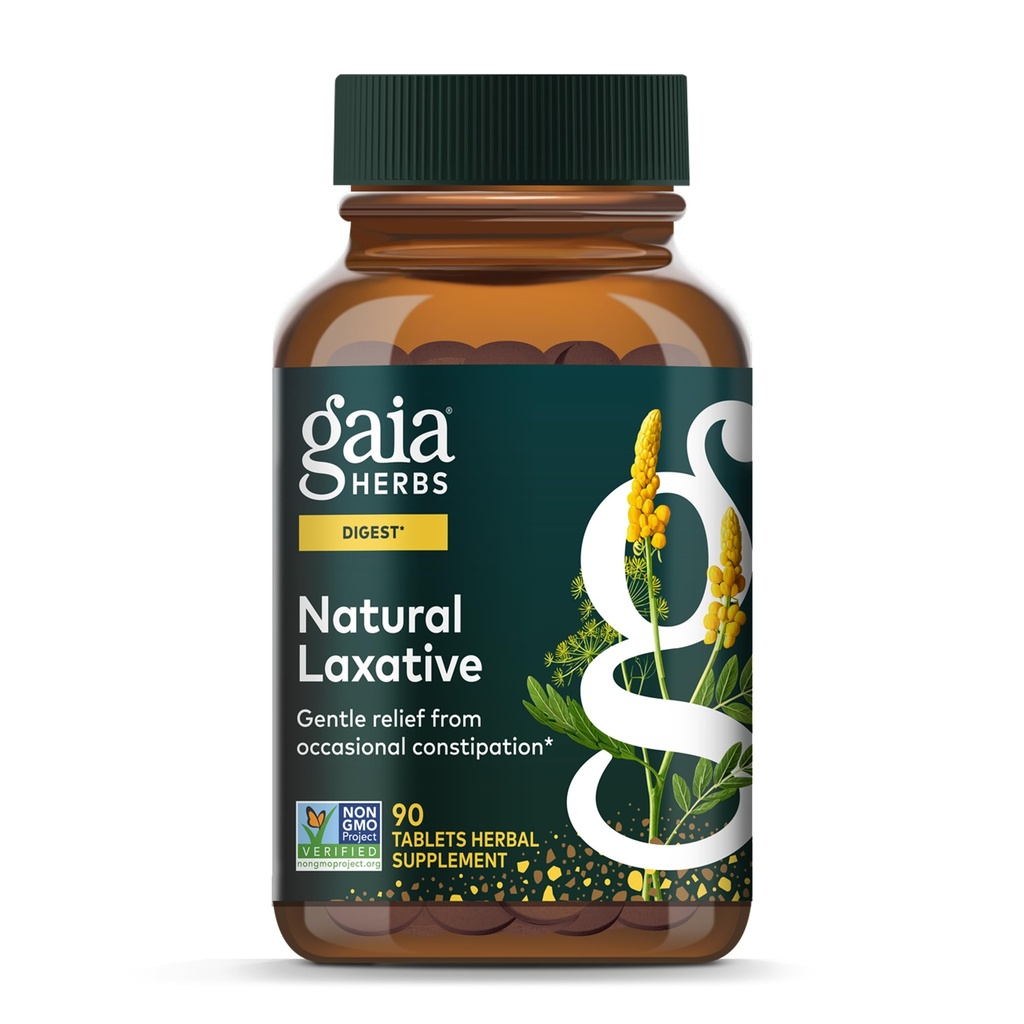 Gaia Herbs Natural Laxative - Podpira zaprtje Relief za odrasle - s Senna Leaf, Cape Aloe, Caraway, Dandelion & Fennel - 90 tablet (45 Serving)