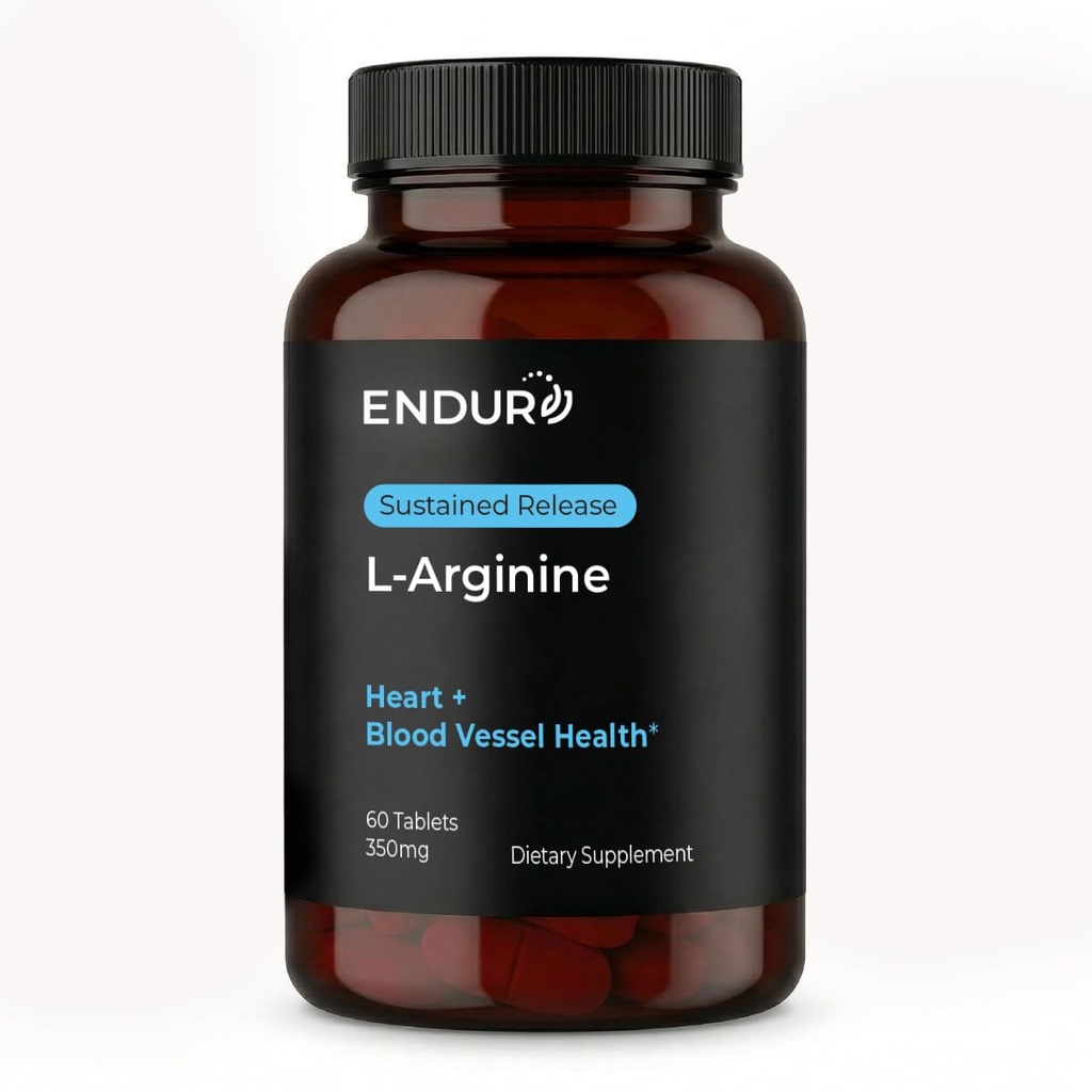Endur L-Arginin dopolnilo, pomaga podpreti zdravo pretok krvi in funkcije srca, vadbe zmogljivosti in imunskega zdravja, Gluten Free, 350mg (60 tablet)