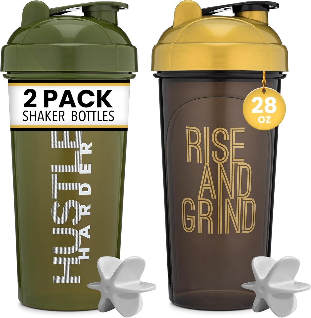 [2 pakiranji] 28oz Shaker steklenička z motivacijskimi citati (črna/zlata & moss) 