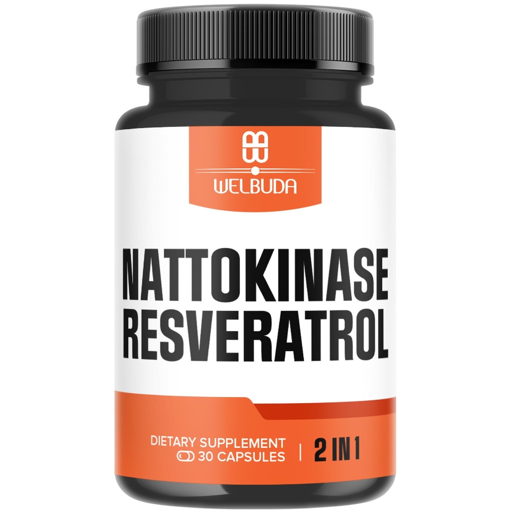 Nattokinase dodatek 3300mg s Trans-Resveratrol - Podpora za sistem imunitete, zdravo srce in ravnotežje telesa - 30 Servinges