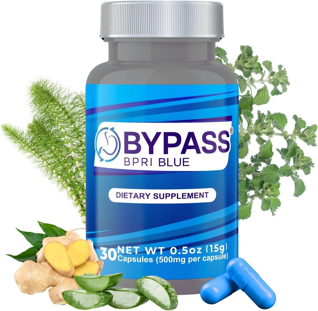 YERBERO Bypass BPRI Blue - naslednji korak v seriji BPRI - 30 Caps - Featuring Aloe Vera, Ginger, Sarsaparilla koren, zeleni čaj, Dandelion, Horsetail, in več - 500 mg na kapsulo.