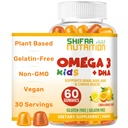 SHIFAA NUTRITION Halal Omega 3 za otroke z DHA Gummies za razvoj možganov, srce in imunske podpore, nasadi, non-GMO, Algae-Based DHA, Gluten & Gelatin-free otroci Omega 3 Gummies, 30 Serving
