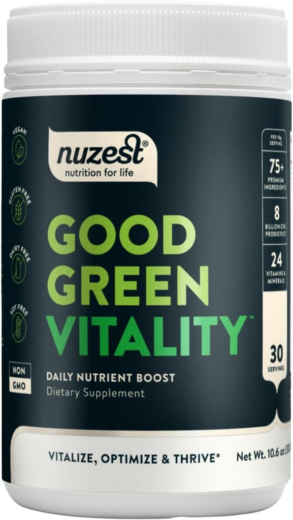 Nuzest Greens Powder Good Green Vitality – Vitamini, Minerali in Superfoods – Veganski multivitaminski dodatek (300g)