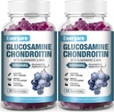 2 Pack 3000mg Glukozamin Chondroitin z MSM Gumies & Elderberry, Dodatna moč Skupna podpora Zdravje, Fleksibilnost, Antioksidant, Imunski dodatek Gummy za odrasle, moški in ženske 120 Število