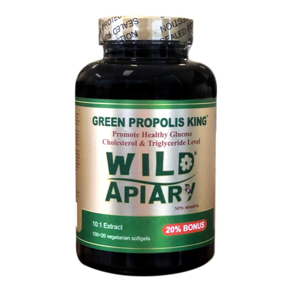 Divja čebela Brazilska Zelena čebela Propolis Kralj Vegetarian Softgel 120 geli - nealkoholni, brez voska, brez sladkorja