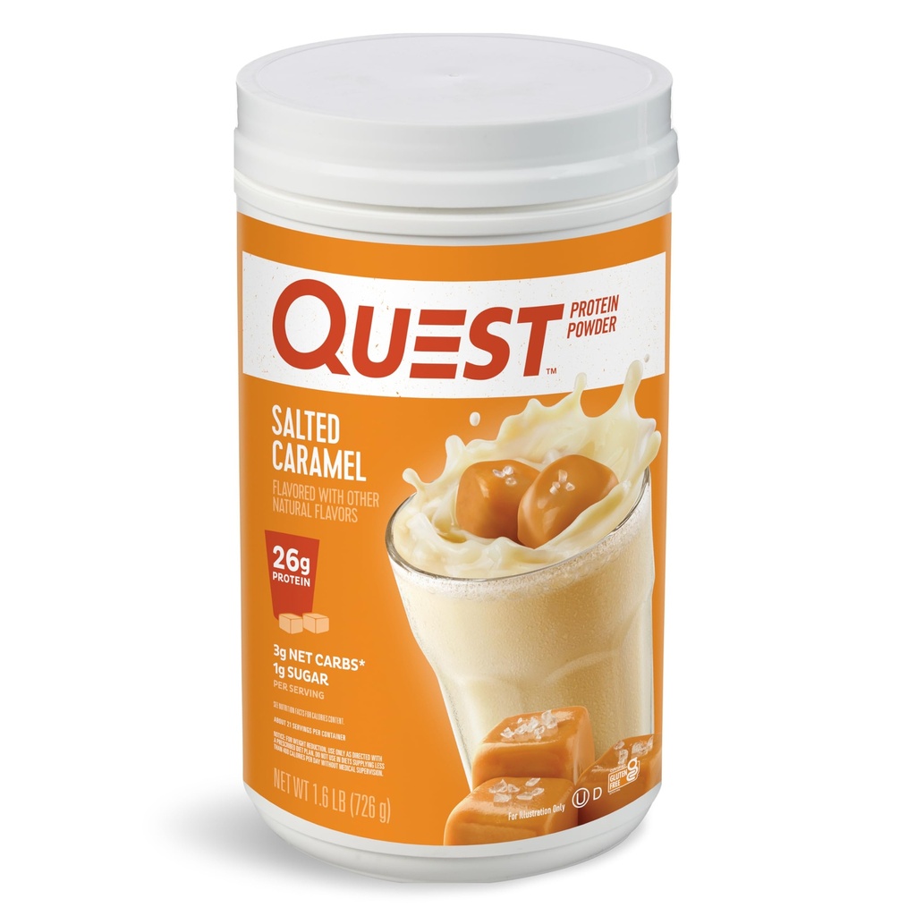 Quest Nutrition Soled Caramel Protein Powder, 26g Beljakovine, 1g sladkor, nizko karbinski, brez glutena, 1,6 funti, 24 serviranja