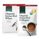 Naravne sile Grass Fed Organic Whey Protein Powder Vanilla Flavor 5 lb Organic Clean Collagen Peptides v prahu brez arome, 32oz