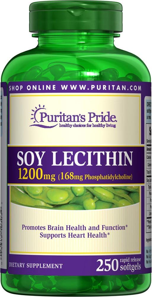 Puritan's Pride Soy Lecithin 1200 mg 250 kapsul za hitro sproščanje